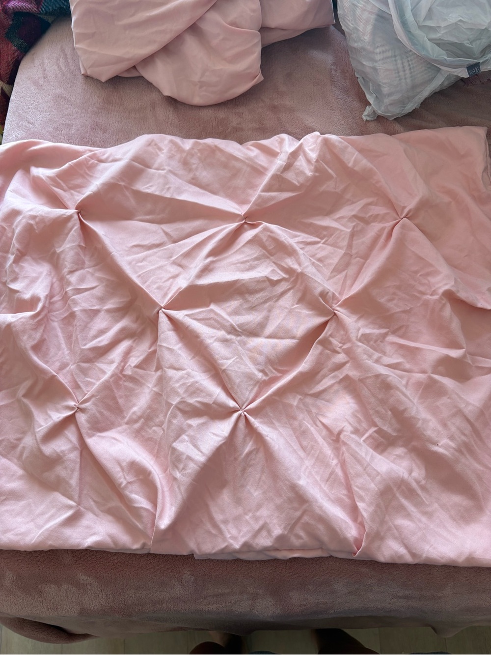 Soft Pink Pintuck Pillow case- Home Bedding